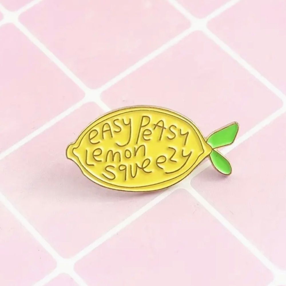 Easy Peasy lemon squeezy  enamel brooch/pin